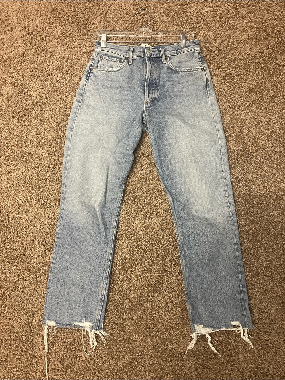 Agolde Light Blue High-Rise Straight Leg Jeans